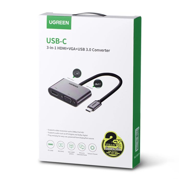 Ugreen - Ugreen USB-C till HDMI/VGA/USB-A/USB-C Adapter - Grå
