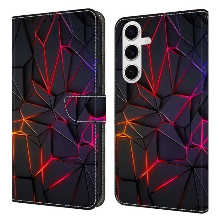 OEM - Samsung Galaxy S26 Plus Skal TPU + Konstläder Flip - Röd Sprickor