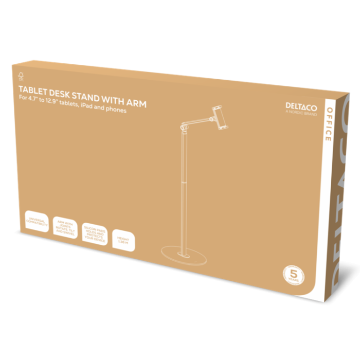 UTGATT1 - Deltaco Golvstativ Med Adjustable Arm - Vit