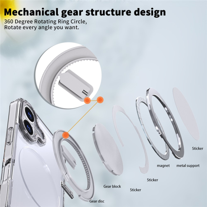 A-One Brand - iPhone 17 Mobilskal MagSafe TPU+PC Kickstand - Transparent