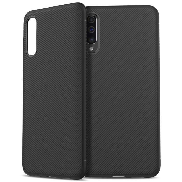 UTGATT4 - Twill Texture Flexicase Skal till Samsung Galaxy A50 - Svart