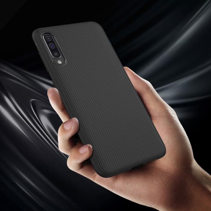 UTGATT4 - Twill Texture Flexicase Skal till Samsung Galaxy A50 - Svart