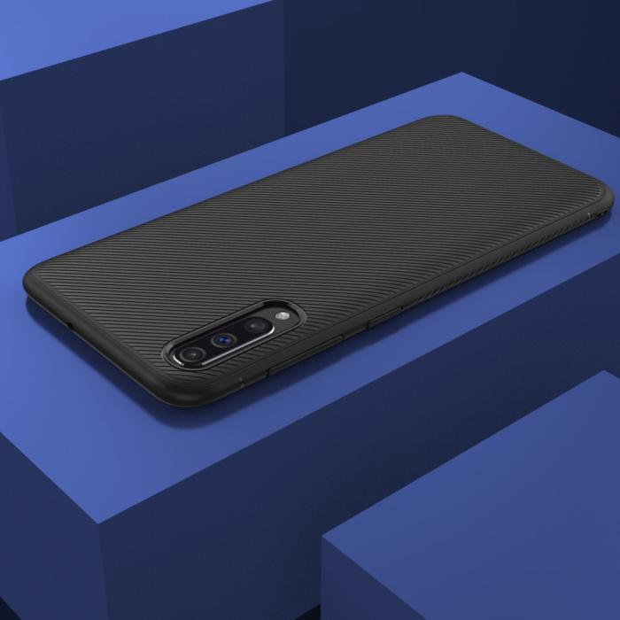 UTGATT4 - Twill Texture Flexicase Skal till Samsung Galaxy A50 - Svart