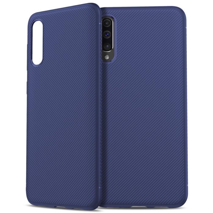 UTGATT1 - Twill Texture Flexicase Skal till Samsung Galaxy A50 - Blå