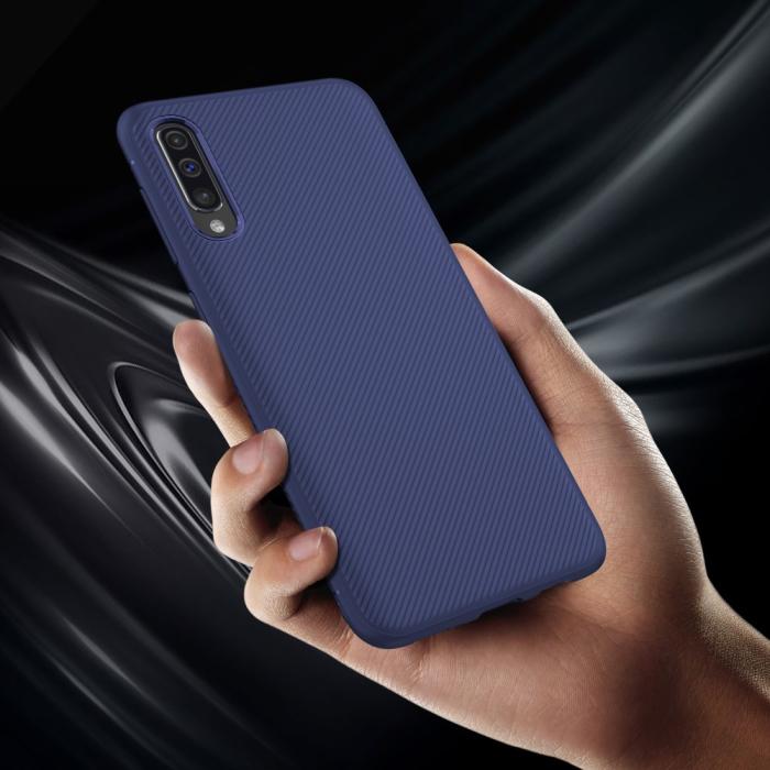 UTGATT1 - Twill Texture Flexicase Skal till Samsung Galaxy A50 - Blå