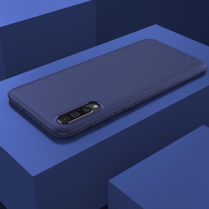 UTGATT1 - Twill Texture Flexicase Skal till Samsung Galaxy A50 - Blå