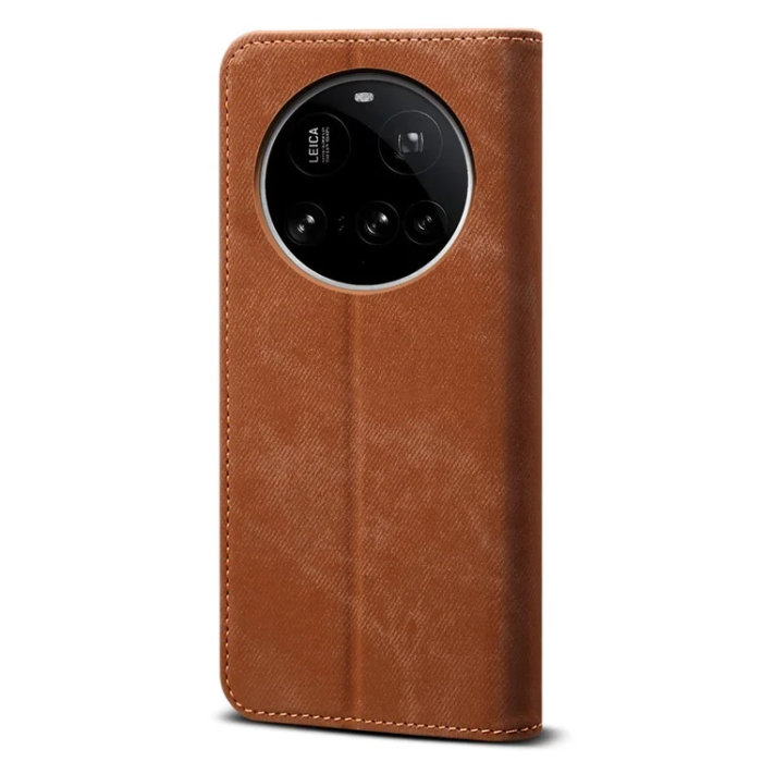 A-One Brand - Xiaomi 15 Ultra Plånboksfodral Jeans Cloth Texture - Coffee