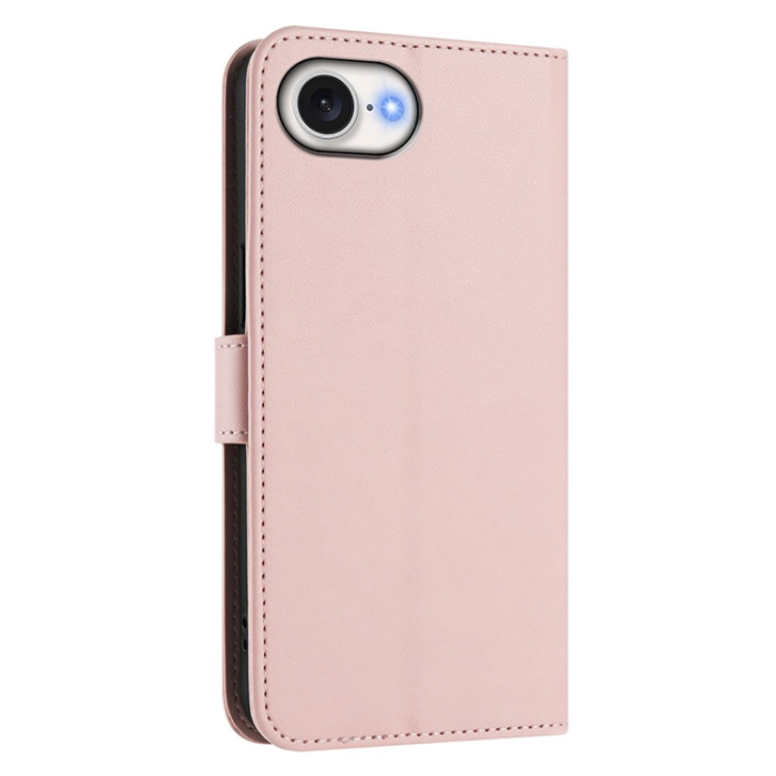 A-One Brand - iPhone 16e Plånboksfodral Läder med Handledsrem - Rosa