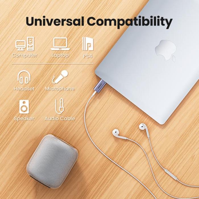 Ugreen - UGreen Adaptrar Audio - Grå