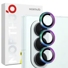 NORTHJO - NORTHJO Kameralinsskydd H&auml;rdat glas F&ouml;r Galaxy Z Fold 8 Metal Ring - F&auml;rgstark
