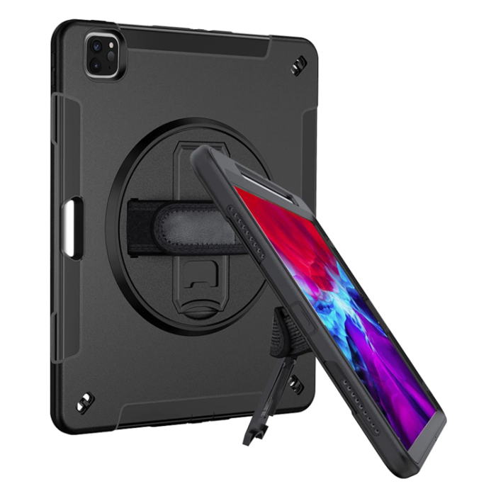 UTGATT1 - iPad Pro 12.9 (2020/2021/2022) Skal Shock-Resistant Hybrid med Axelrem - Svart