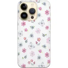 Gustaf - Mobilskal till Apple iPhone 15 Pro med Blommor och fj&auml;rillar