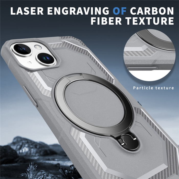 A-One Brand - iPhone 15 Mobilskal MagSafe Kickstand TPU + PC - Grå