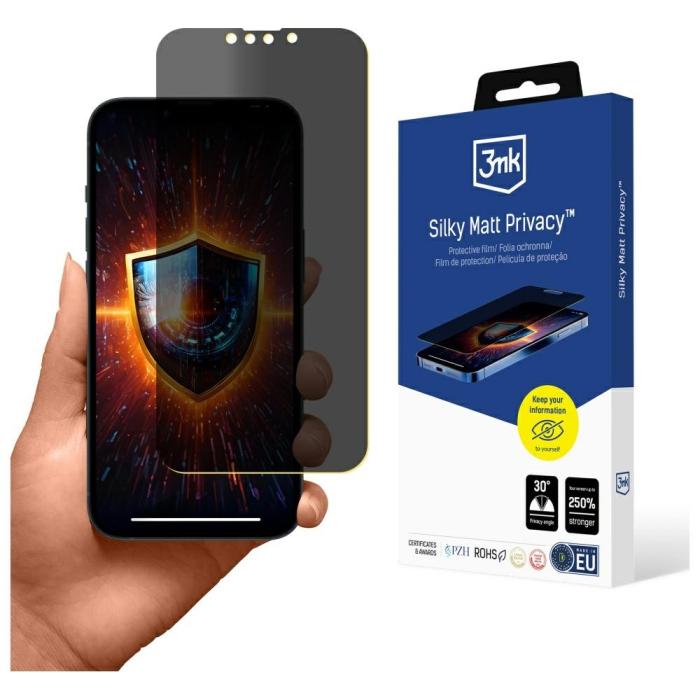 3MK - 3MK iPhone 14 Plastfilm Skärmskydd Privacy Silky Matt - Svart