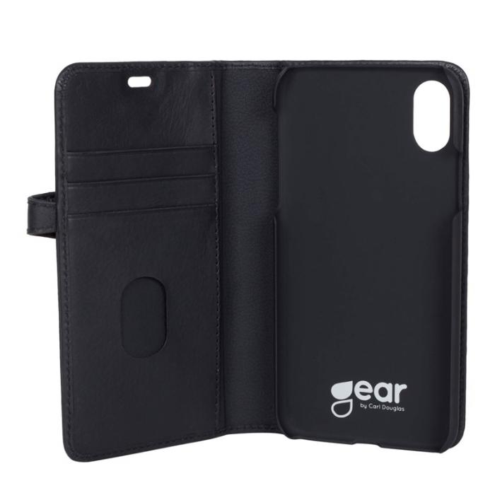 UTGATT4 - GEAR Buffalo äkta läder Plånboksfodral iPhone XS / X - Svart