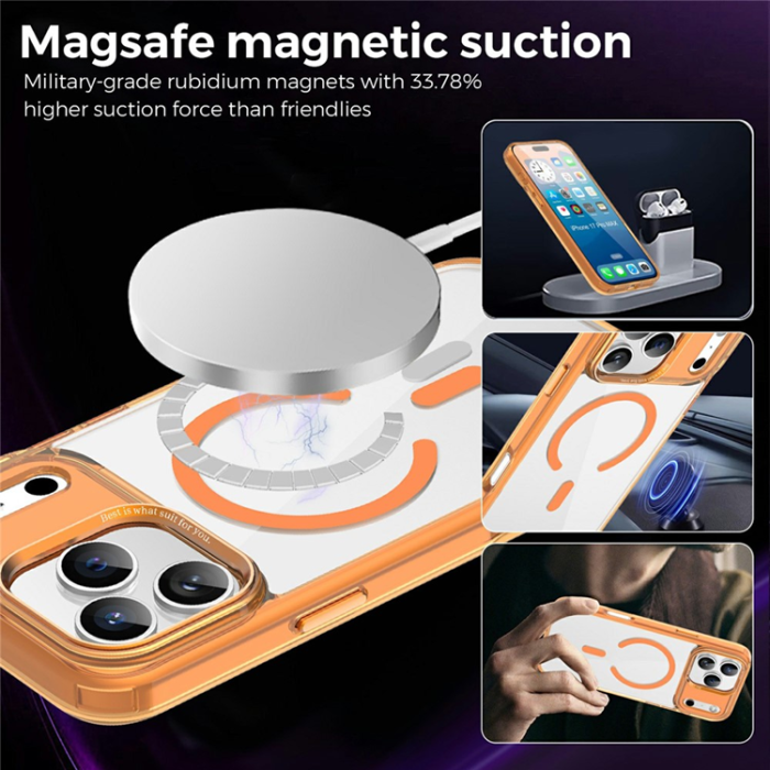 A-One Brand - iPhone 17 Pro Max Mobilskal MagSafe Transparent TPU+PC - Orange