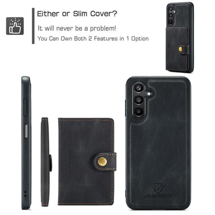 OEM - JEEHOOD Samsung Galaxy A15 4G/5G Mobilskal Konstläder Plast - Svart