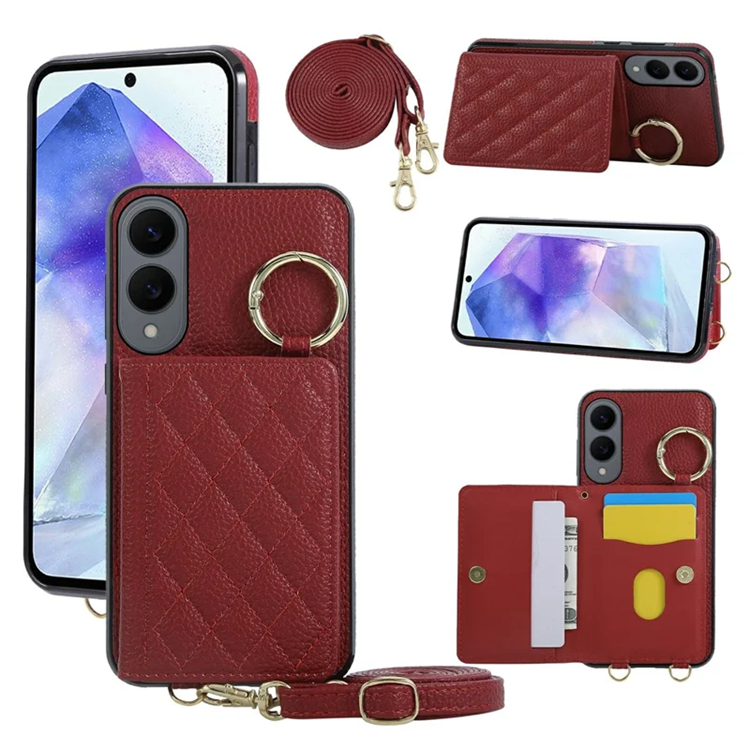 Galaxy S25 Edge Mobilskal Korthållare Kickstand Rhombus - Röd | 2353 | AlltMobil