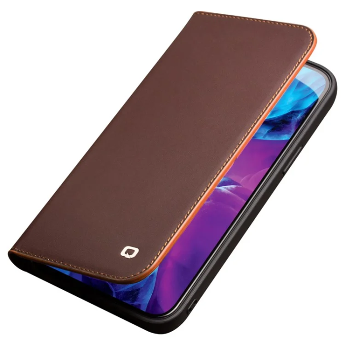 QIALINO - Qialino iPhone 13 Pro Max Plånboksfodral Äkta läder - Brun