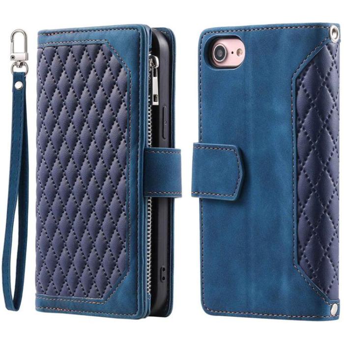 A-One Brand - iPhone 7/8/SE (2022/2020) Plånboksfodral Rhombus Grid - Blå