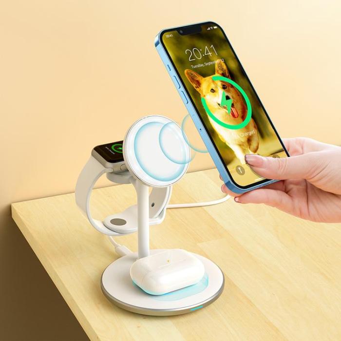Choetech - Choetech 3-in-1 Trådlös laddare iPhone, Apple Watch, AirPods Magnetic Qi