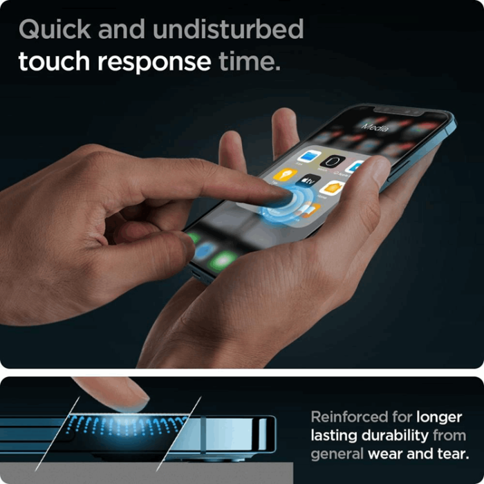 Spigen - SPIGEN Ez Fit 2-Pack Härdat Glas Skärmskydd.Tr iPhone 12 Pro Max - Svart
