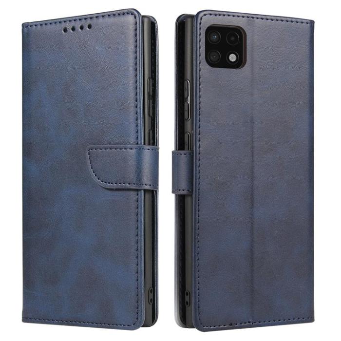 Ruhtel - Magnet Elegant Kickstand Fodral Samsung Galaxy A22 4G - Blå