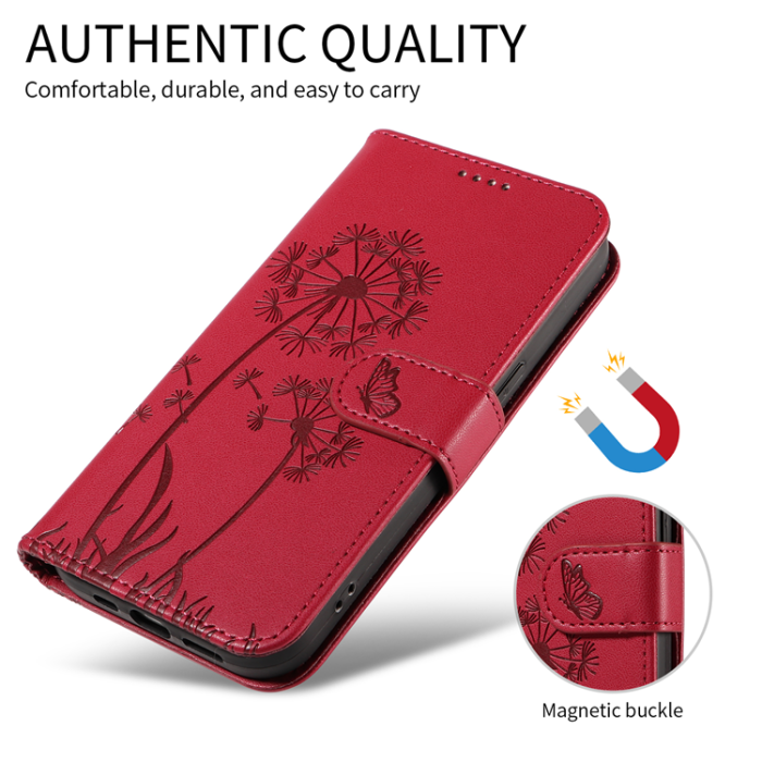 A-One Brand - Sony Xperia 10 VII Plånboksfodral Strap Dandelion Läder - Röd