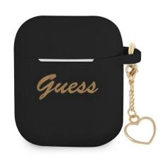 Guess - Guess Silicone Heart Charm Collection Skal Airpods - Svart