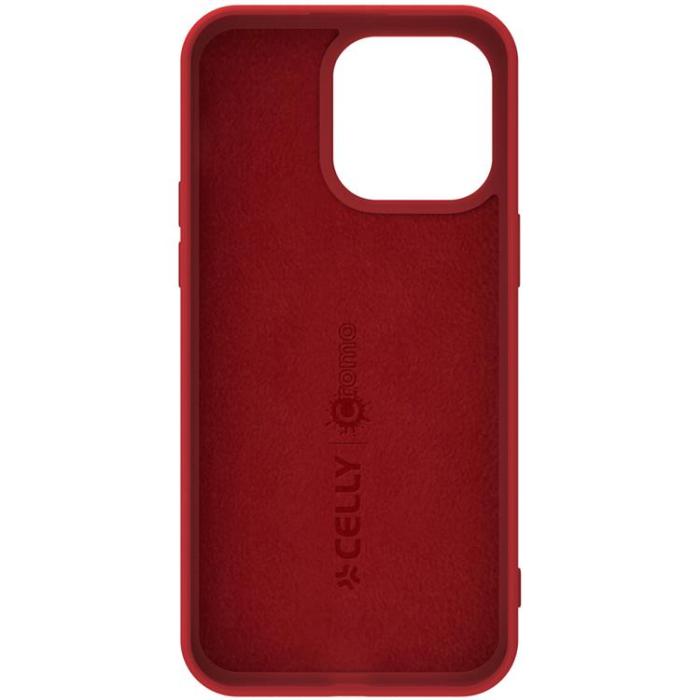 Celly - Celly iPhone 15 Pro Mobilskal Cromo Soft Rubber - Röd