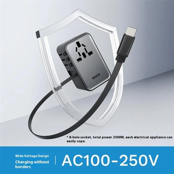 ROCK - ROCK Reseadapter 70W 2xUSB-A 1xUSB-C GaN
