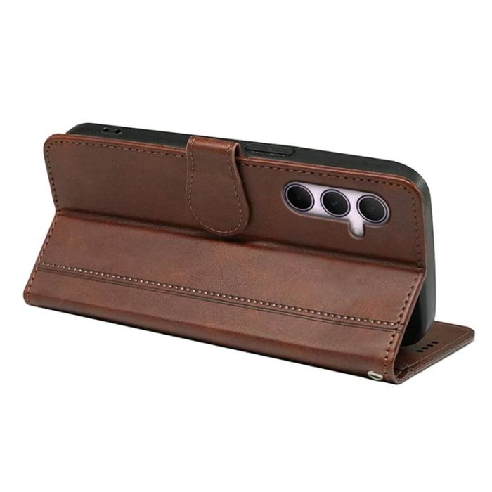 OEM - Samsung Galaxy A57 Fodral Äkta Läder Ställfunktion - Brun