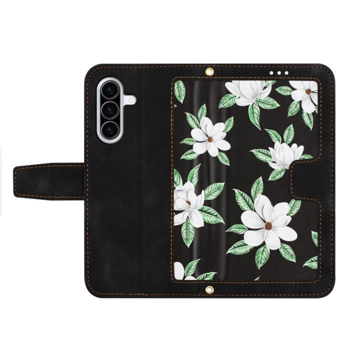 OEM - Samsung Galaxy A57 Fodral KonstLäder Blommönster - Svart