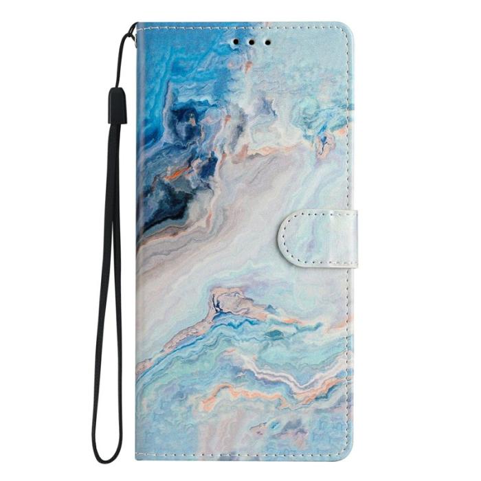 OEM - Samsung Galaxy A57 Plånboksfodral Konstläder Mönstertryck Ställ - Blå Marmor