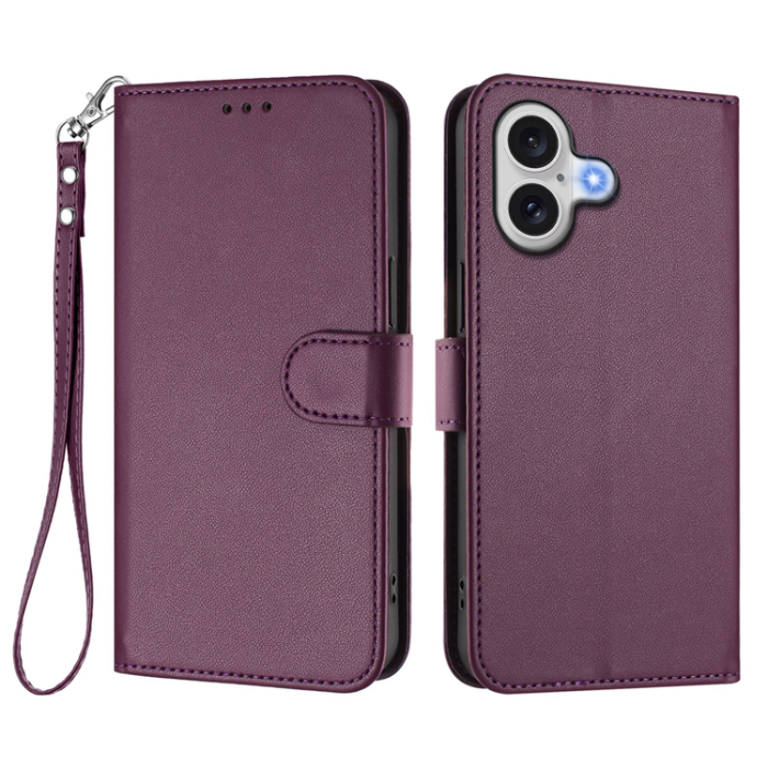 A-One Brand - iPhone 17 Plånboksfodral Läder med Handledsrem - Lila