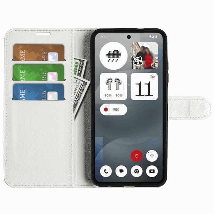A-One Brand - Nothing Phone (3a) Plånboksfodral Litchi Texture - Vit