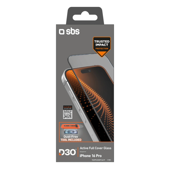 SBS - SBS iPhone 16/15/15 Pro Härdat Glas Skärmskydd D30 - Svart