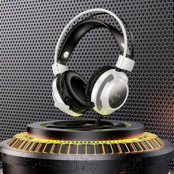 Hoco - Hoco On-Ear Gaming Hörlurar USB-A/Jack 3.5mm - Vit