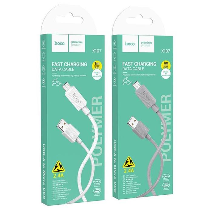 Hoco - HOCO USB Till MicroUSB 1m Kabel 2.4A X107 - Grå