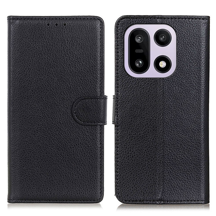 OnePlus 15 5G Plånboksfodral Litchi Texture Konstläder (Svart) | 2353 | AlltMobil