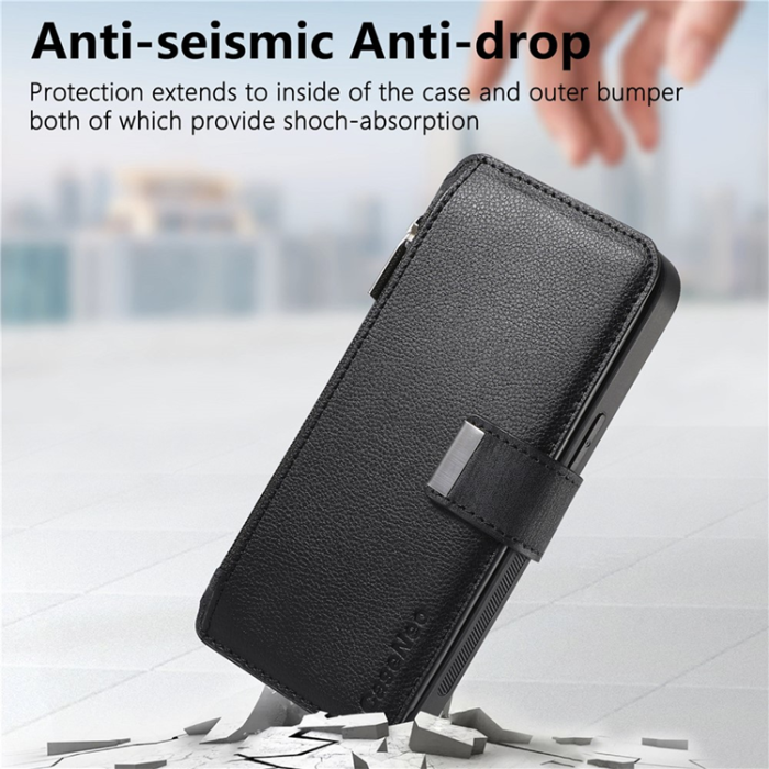 CASENEO - CASENEO MW-02 iPhone 17 Plånboksfodral Detachable Magnetisk Konstläder - Svart