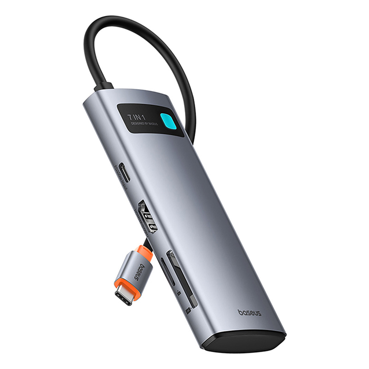 Baseus 7in1 HDMI-Hubb USB-C PD 4K 60Hz USB-C 3xUSB 3.0 SD microSD - Grå | 311 | AlltMobil