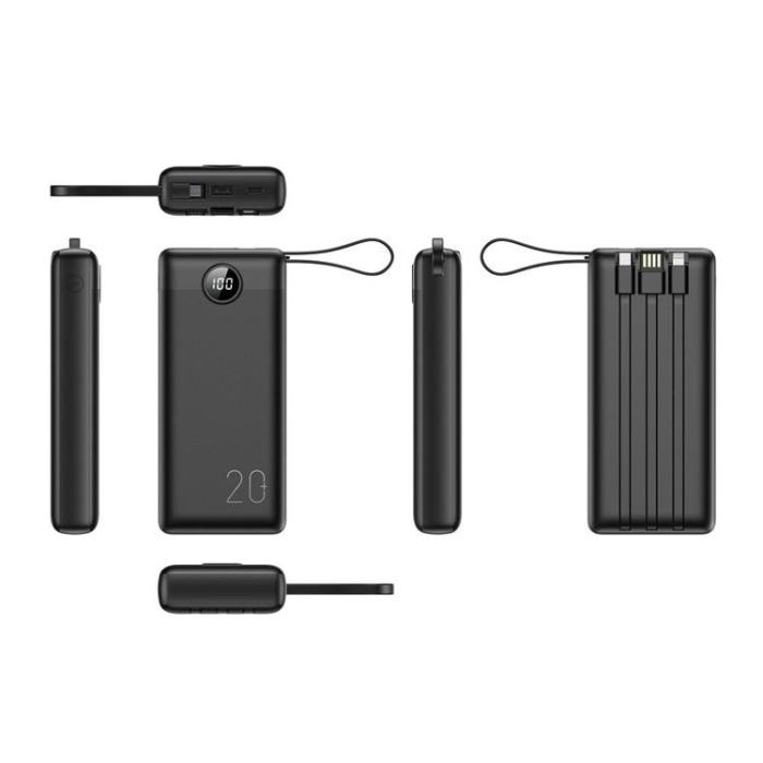 Veger - VEGER Powerbank 20000 mAh med Lightning/Typ-C/Micro-USB Kabel C20