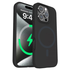 A-One Brand - iPhone 16 Pro Max Mobilskal Magsafe Liquid Silicone - Svart