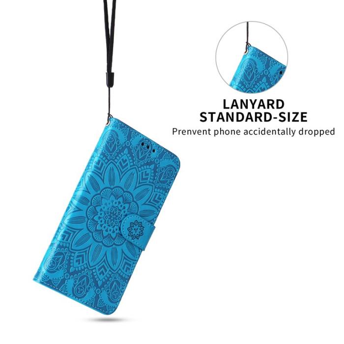 OEM - Samsung Galaxy S26+ Plånboksfodral Konstläder Blommönster - Blå
