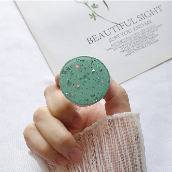 A-One Brand - Round Glitter Mobilhållare / Mobilgrepp - Turkos