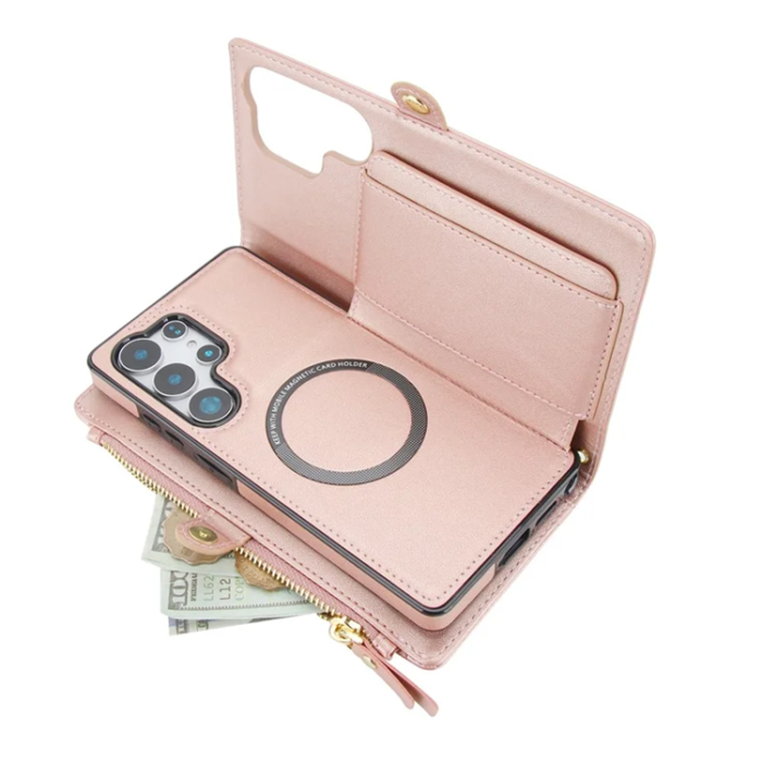A-One Brand - Galaxy S25 Ultra Plånboksfodral MagSafe Detachable - Rosa Guld
