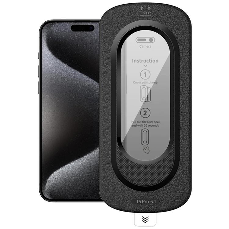 Härdat glas Skärmskydd För Apple iPhone 15 Pro Anti-Spy med Installationsverktyg | 5468 | AlltMobil