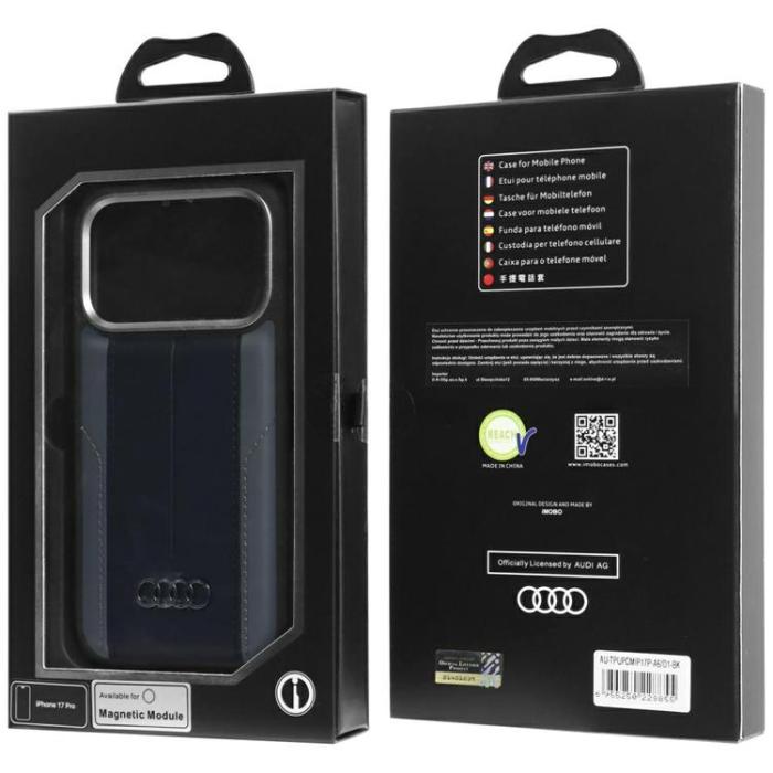 Audi - Audi iPhone 17 Pro Mobilskal MagSafe Syntetiskt Läder A6 - Svart