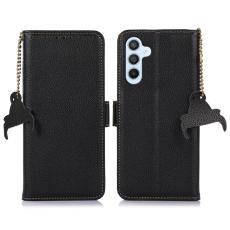 OEM - Mobilfodral f&ouml;r Samsung Galaxy S26 Plus &Auml;kta l&auml;der RFID - Svart
